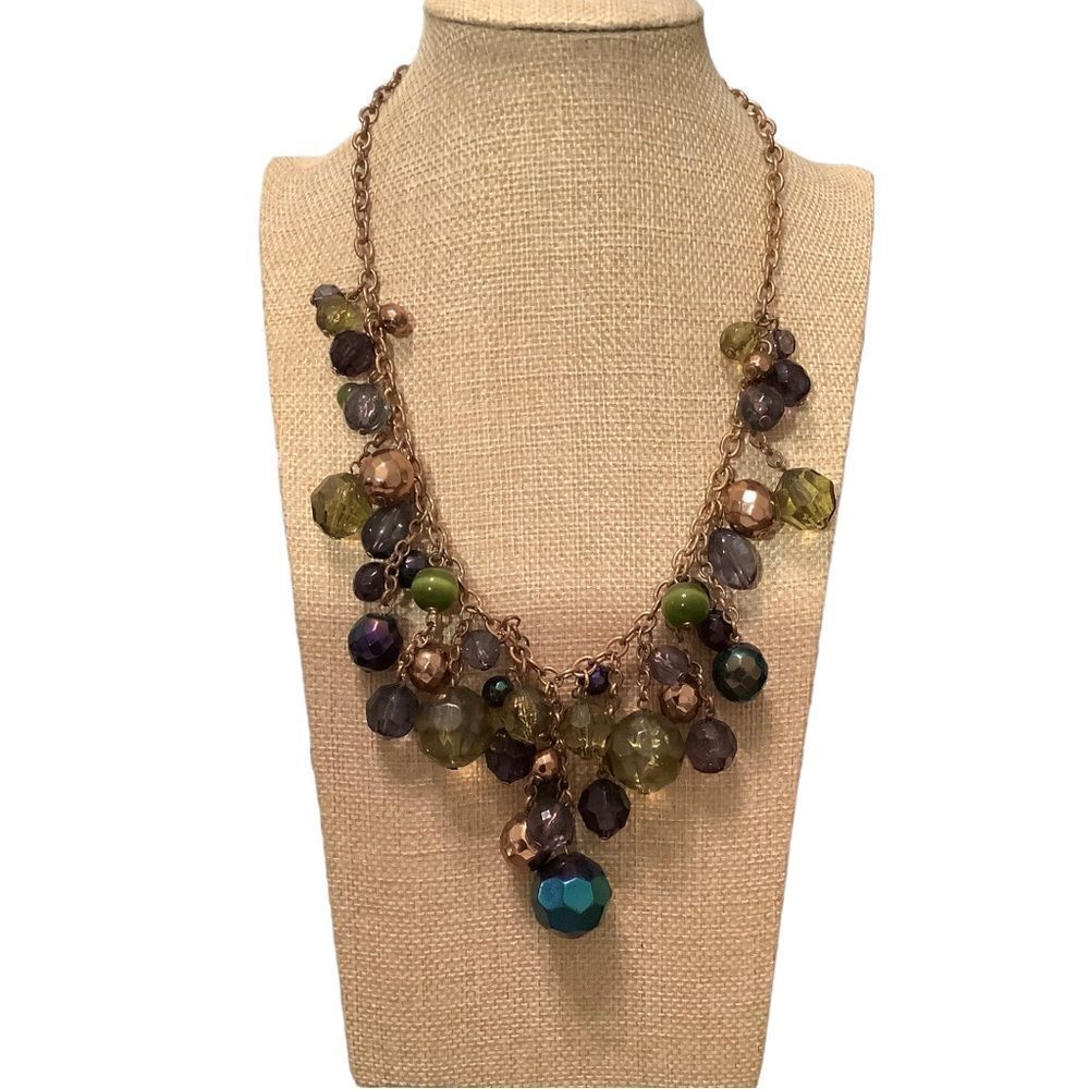 Gold tone necklace with multi color beads. NWOT